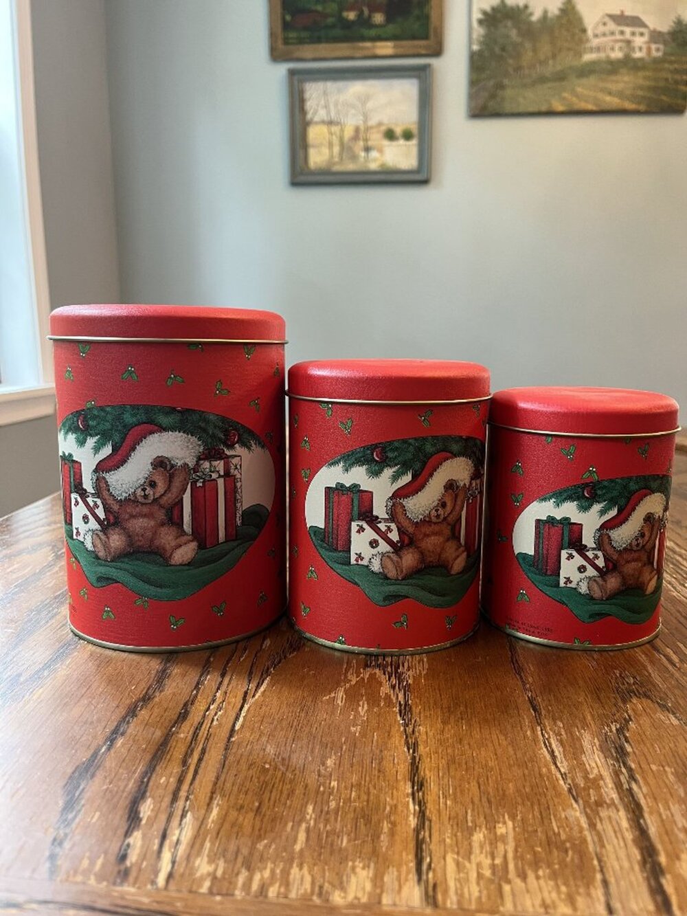 Vintage 1988 House Of Lloyd Christmas Tins Set Teddy Bear